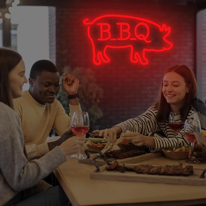BBQ Pigs LED Neon Sign, Cute Pig LED Light - Image 7
