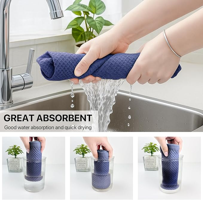 100% Cotton Waffle Weave Kitchen Towels, 6 Pack Dish Cloths - Image 3