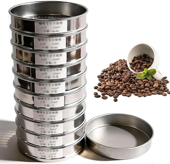 Coffee Bean Grading Sieve, 8 Inch Round Sifter, 12-21 Mesh Screens & Bottom Tray by Unknown
