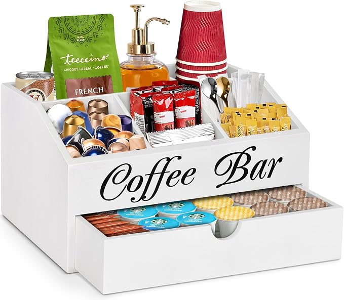 Coffee Bar Organizer Countertop, Wooden Bar Accessories by ugiftt