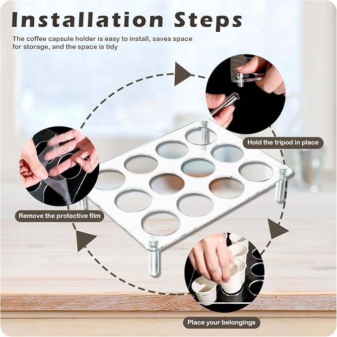 2 pack K Cup Drawer Organizer, Acrylic 12 Slots Flat Countertop Coffee Pod - Image 4