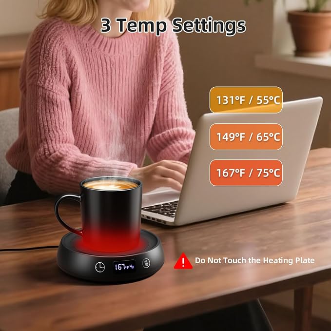 Mug Warmer for Desk, Electric Coffee Cup Warmer 8H Auto Shut Off Candle Warmer - Image 3
