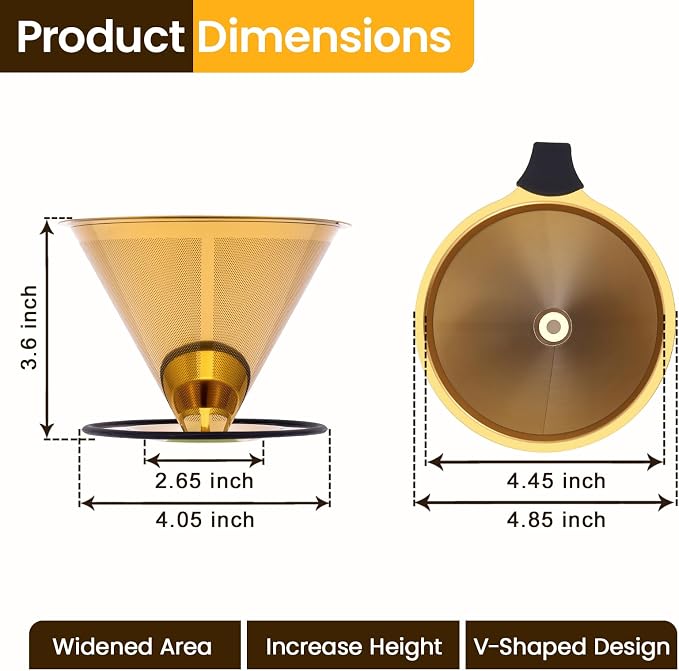【2.0 Upgraded】 Pour Over Coffee Dripper – Paperless Reusable Stainless Steel - Image 3