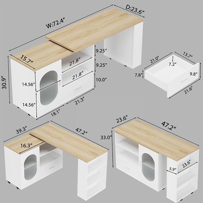 HSH 72.4” Rolling Kitchen Island - Image 7