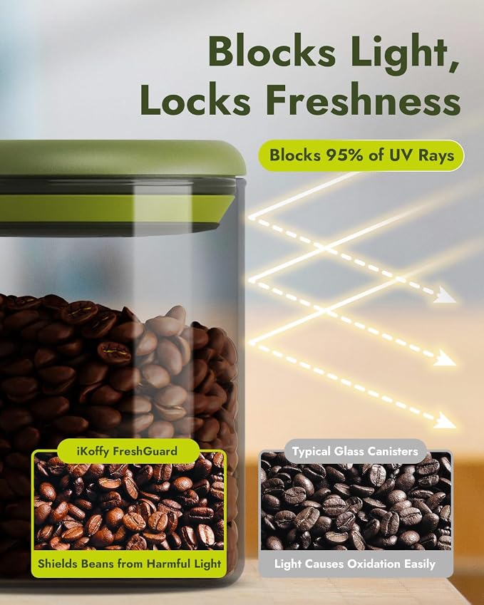 Airtight Coffee Canister – One-Way CO₂ Valve, UV Protection, 3X Thicker Glass - Image 5