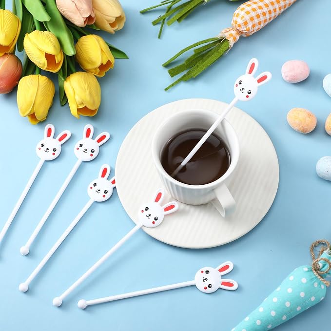 for you 30 Pcs Easter Drink Stirrers Easter Stir Sticks Coffee Stirrers Plastic - Image 3