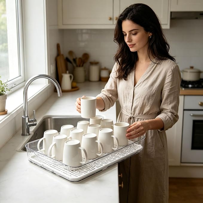 Plastic Drain Tray Bottle Cup Dish Drying Rack - Image 7