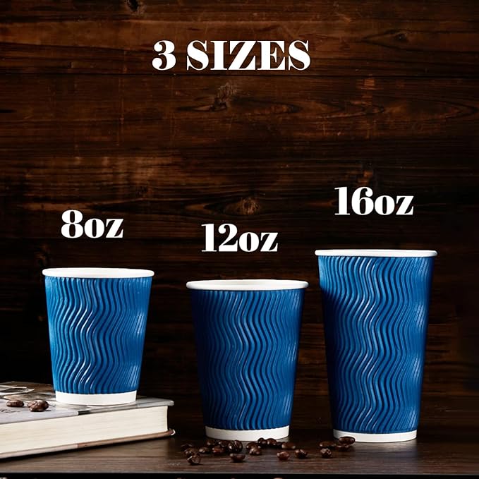 Lamosi 120 Pack 8 oz Disposable Coffee Cups, Insulated Corrugated Paper Cups - Image 5