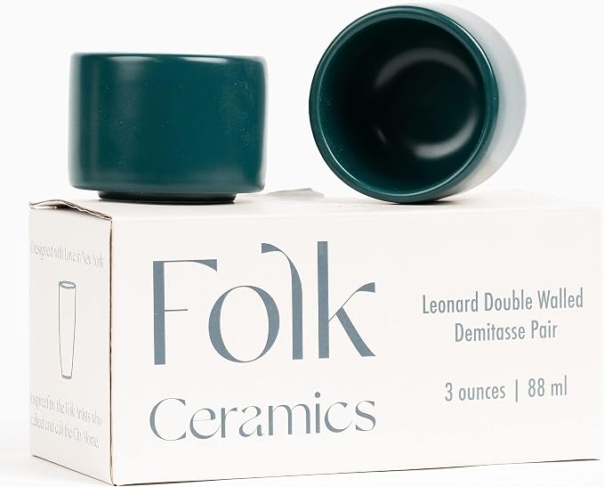 Folk Ceramics Leonard Ceramic Espresso Cups | Modern Stackable Demitasse Mugs by FolkCeramics