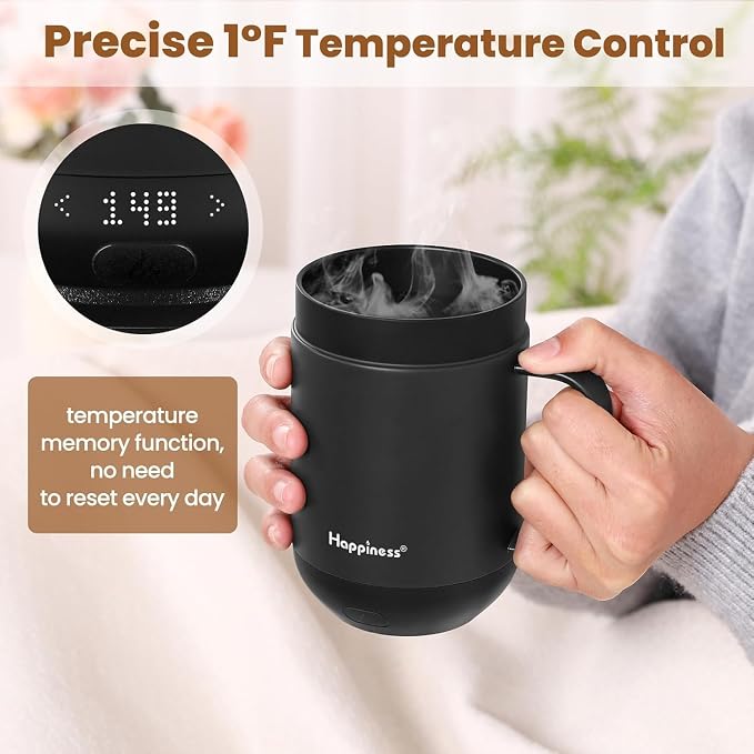 Happiness Smart Heated Coffee Mug, 16oz Rechargeable Electric Self Heating - Image 2
