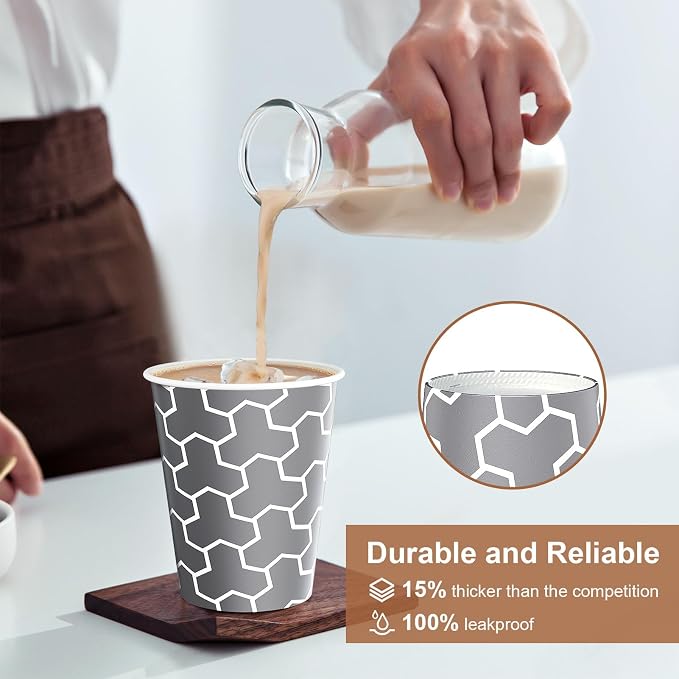 240 Count 10 oz Paper Coffee Cups, Disposable Paper Cups, Hot/Cold Beverage - Image 4