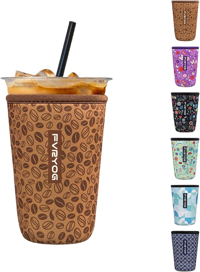 Reusable Insulated Neoprene Iced Coffee Sleeves by Fvryog