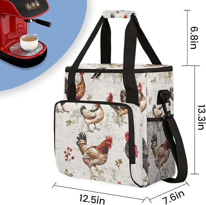 Chicken Cocks Nd Hens Coffee Maker Carring Bag, Large Insulated Storage - Image 2