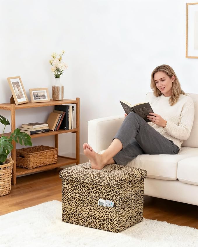 Bsketa Storage Ottoman Foot Rest Stool, Small Velvet Storage Ottomans Bench - Image 2