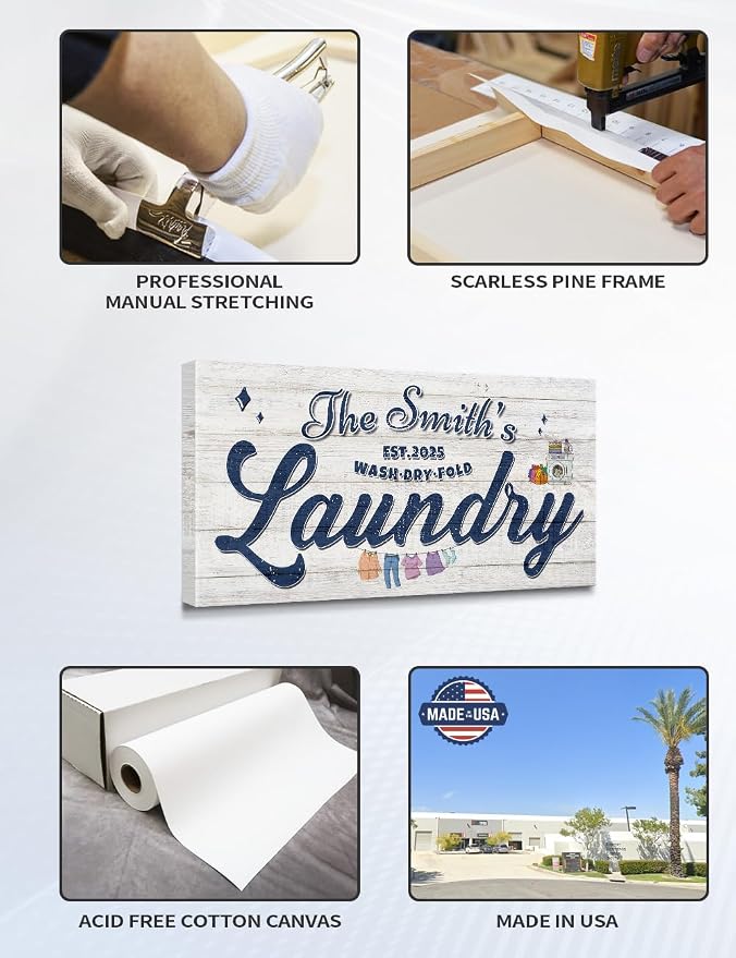 IPIC - Personalized Laundry Room Sign, Custom Canvas Wall Art - Image 5