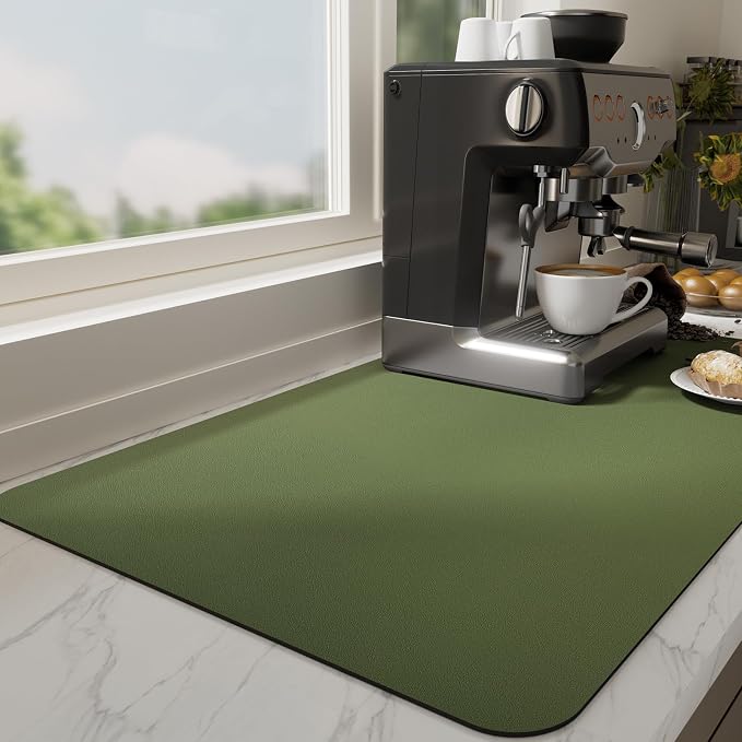 Ecotrim Absorbent Coffee Mat, Stain Hiding PU Leather Surface, Non-Slip Natural by Unknown