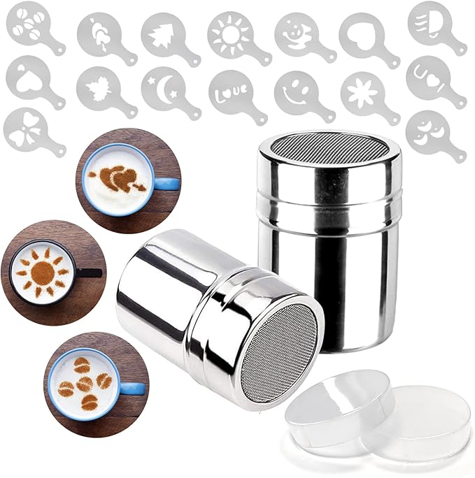 2 Pack Chocolate Shaker Powdered Sugar Shaker Duster 16 Coffee templates Set by Mauts-inus