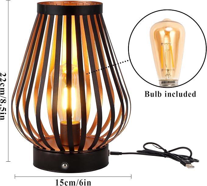 JHY DESIGN Set of 2 Dimmable Touch Bedside Table Lamp 8.5''H Rechargeable - Image 5