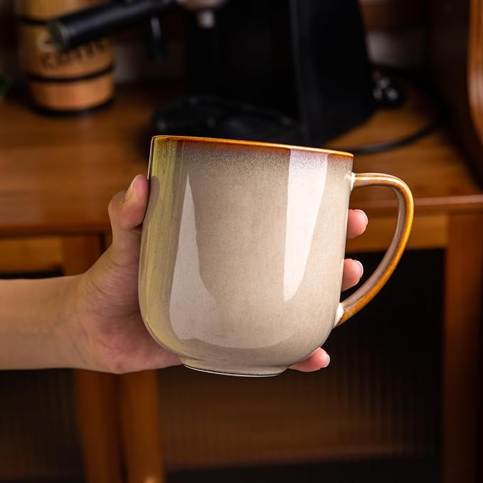 LERATIO 12OZ Ceramic Coffee Mugs Set of 6, Large Porcelain Coffee Cups - Image 9