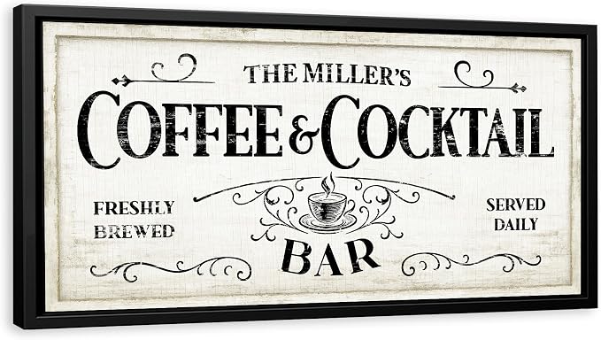 AWESOMETIK Personalized COFFEE COCKTAIL BAR Sign, Coffee Decor Set, by Awesometik