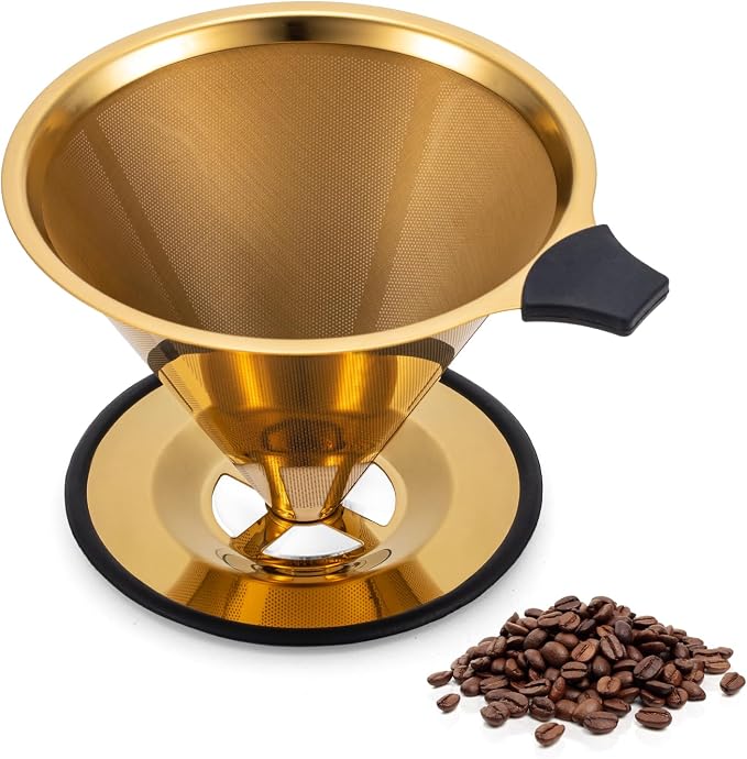【2.0 Upgraded】 Pour Over Coffee Dripper – Paperless Reusable Stainless Steel by INSINTAR