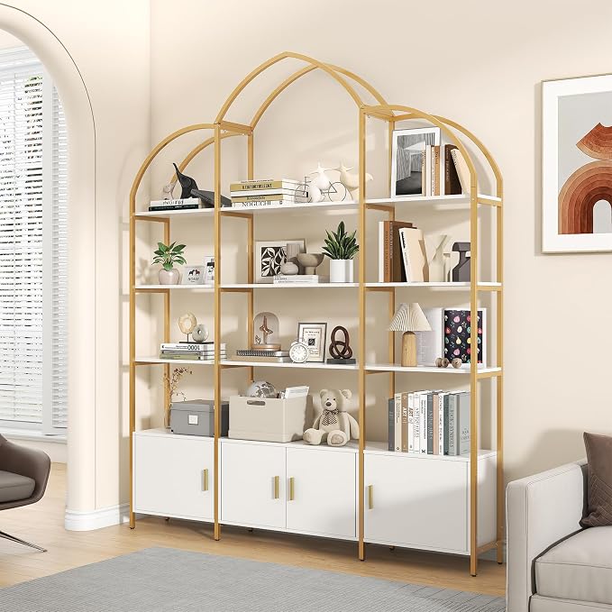 Arched Bookshelves and Bookcases: Triple Wide 5-Tier Large Open Bookshelf - Image 7