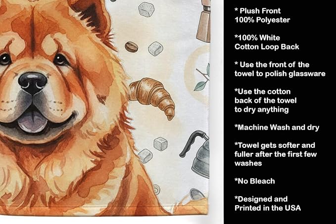 Caroline's Treasures Red Chow Chow Coffee Bar Kitchen Towel Velour Plush Front - Image 4