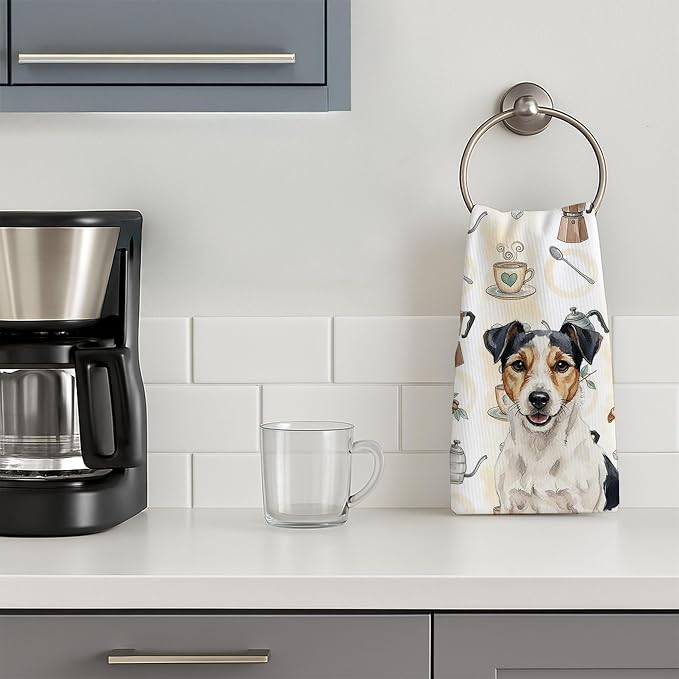 Caroline's Treasures Parson Russell Terrier Coffee Bar Kitchen Towel Velour - Image 3