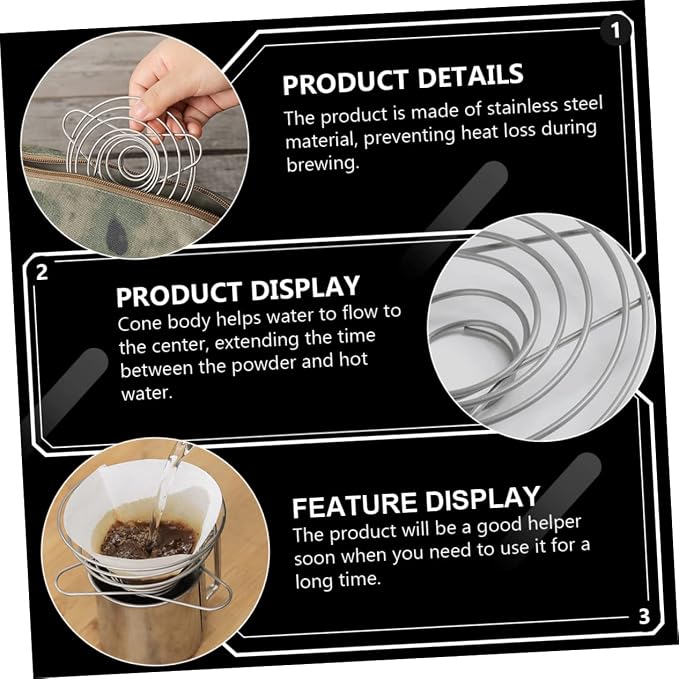 Alipis Stainless Steel Coffee Filter Funnel Fine Mesh Cup Household Filter - Image 3