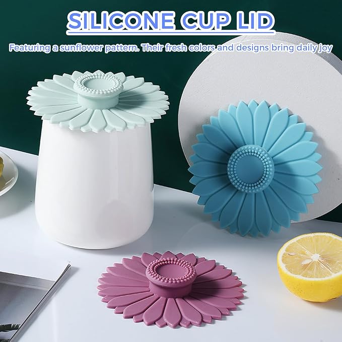 6 Pcs Universal Silicone Cup Covers, Leak-Proof Reusable Mug Lids - Image 2