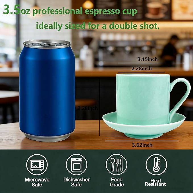 3.5OZ Porcelain Espresso Cups Set of 2 - Image 3