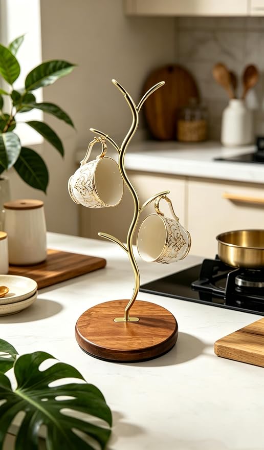 Mi hogar Leaf-Shaped Mug Tree Stand - Image 4