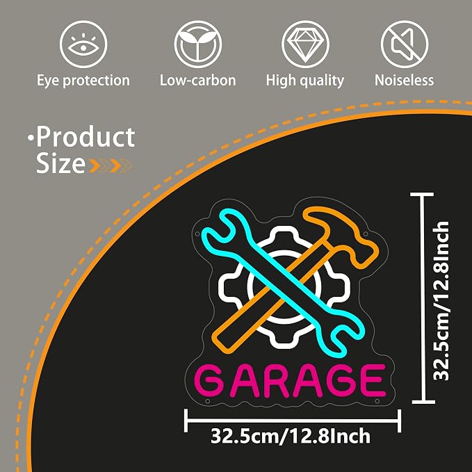 Garage Neon Sign for Wall Decor, Dad's Garage LED Light Car Sign for Auto - Image 4