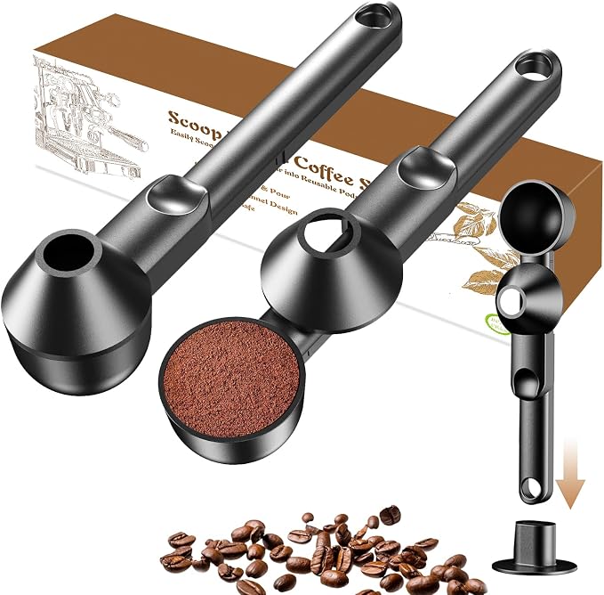 Coffee Scoop with Funnel for Ground Coffee, Protein Powder & Tea, for Reusable by Mudygelay