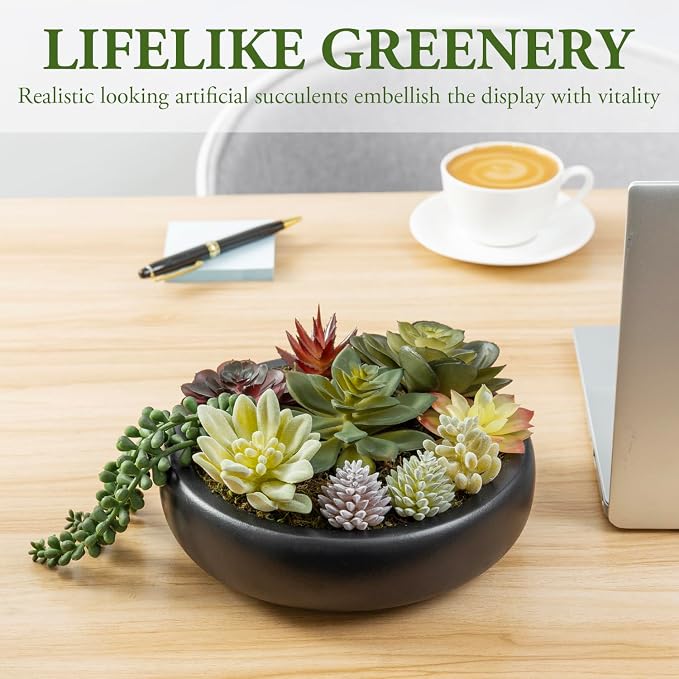 MyGift 8-Inch Artificial Succulent Plant Arrangement - Image 2