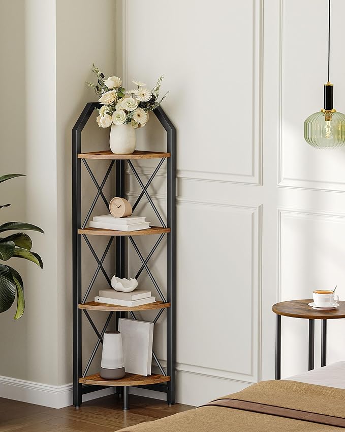 CHOEZON 47.6" Corner Shelf, 4-Tier Industrial Corner Bookshelf, Corner Storage by Choezon