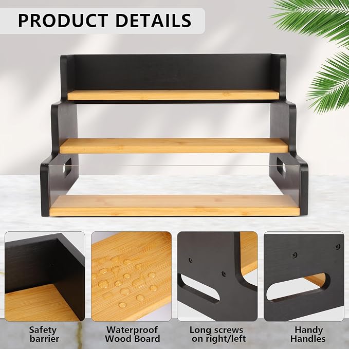 Liquor Bottle Display Shelf, 3 Step Countertop Liquor Wine Rack, Coffee Bar - Image 3