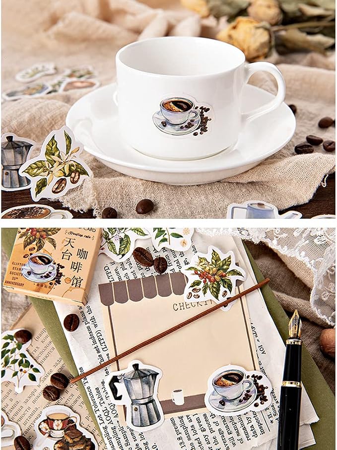 Scrapbooking DIY Sticker Set Coffee Drink Coffee Beans Branch Cup Pot - Image 5