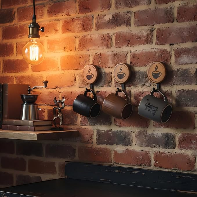 3PCS Bamboo Wall Mounted Coffee Mug Holder， - Image 9