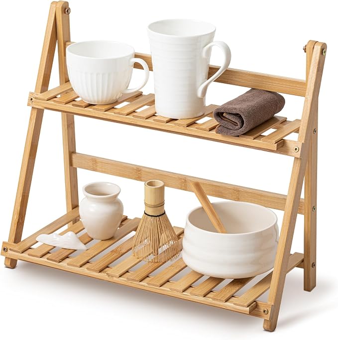 Yalikop Matcha Station Shelf, 15.7'' Coffee Station Organizer, 2 Tiers Bamboo by Yalikop