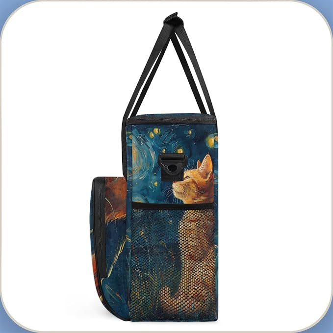 Cat Themed Coffee Maker Carring Bag, Large Insulated Storage Organizer Case - Image 4