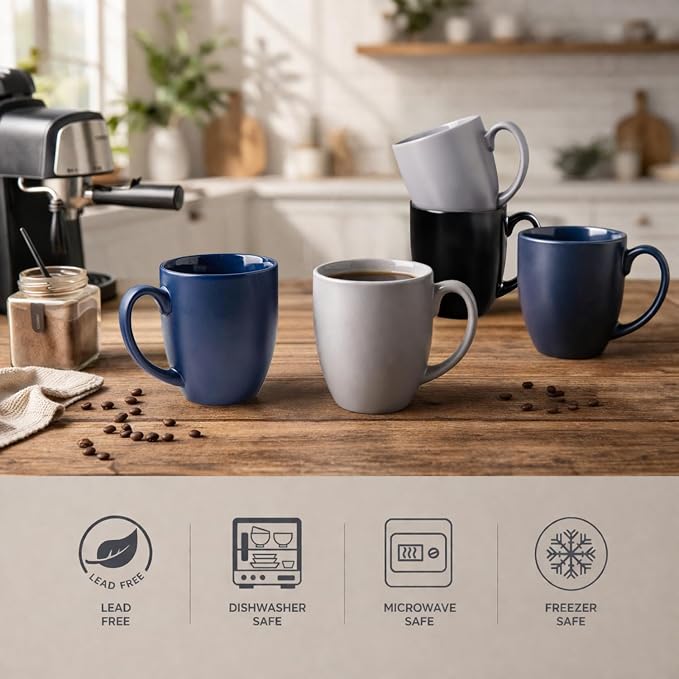 AmorArc 16oz Coffee Mugs Set of 6, Large Ceramic Coffee Mugs - Image 4