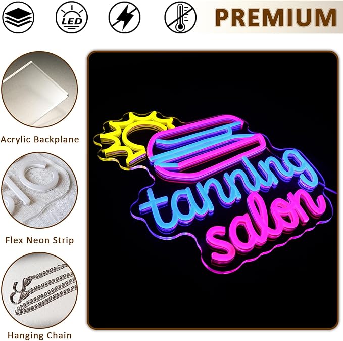 Tanning Salon Neon Sign for Wall Decor, USB Dimmable Beauty Neon Lights for - Image 6