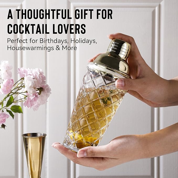 Cocktail Shaker Set with Coupe Glasses – 5-Piece Gift Set Includes Pineapple - Image 3