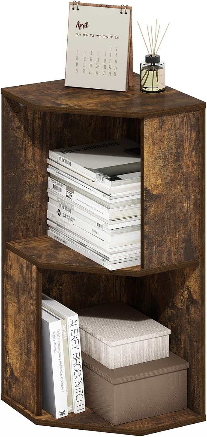 Furinno ECON Corner Shelf, 2-Tier Corner Book Shelf, Standing Storage Shelves by Furinno-FitsYourSpaceFitsYourBudget