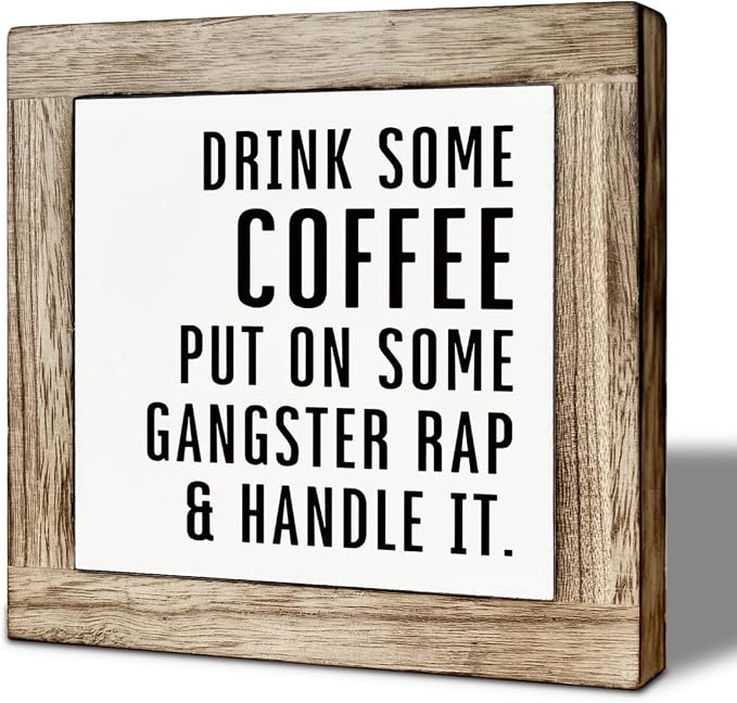 Coffee Wooden Box Decor, Farmhouse Home Office Cafe Sign, Drink Coffee Put On by Unknown
