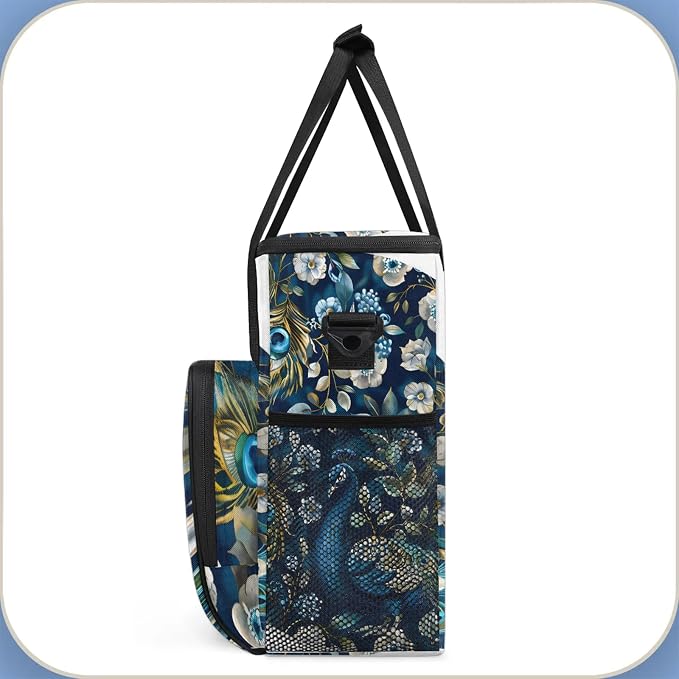 Animal Peacock Feaher Coffee Maker Carring Bag, Large Insulated Storage - Image 4