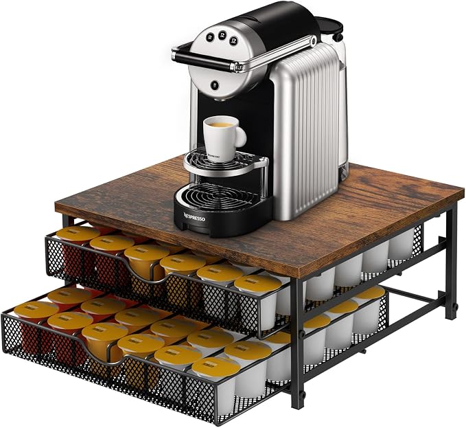 Coffee Pod Drawer Holder Capsule Storage Organizer 2 Tier Coffee Pods Holder by BTY