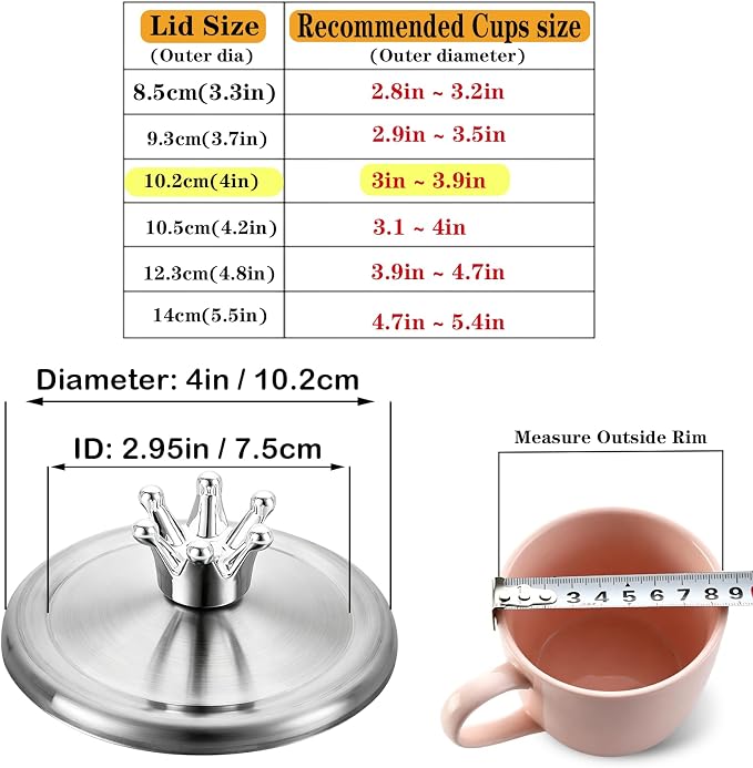 4 Inch Stainless Steel Mug Cover to Keep Bugs Out, Universal Lid - Image 2
