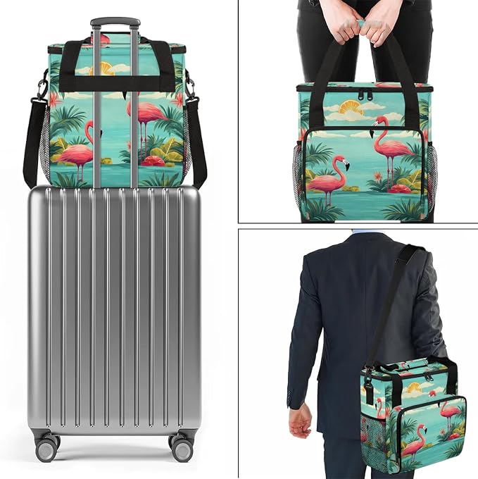Tropical Flamingo Coffee Maker Carring Bag, Large Insulated Storage Organizer - Image 7